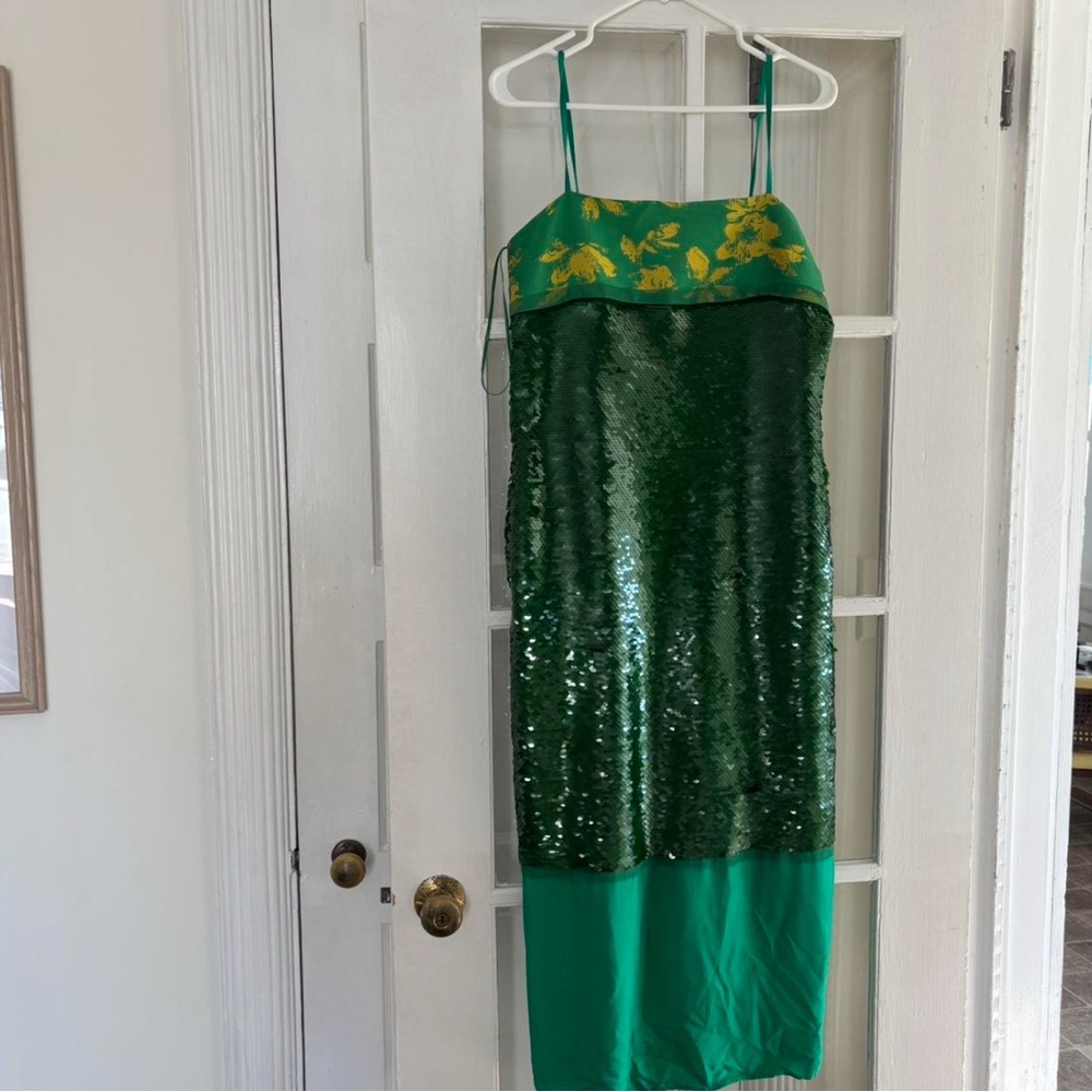 Zara collection green sequin dress